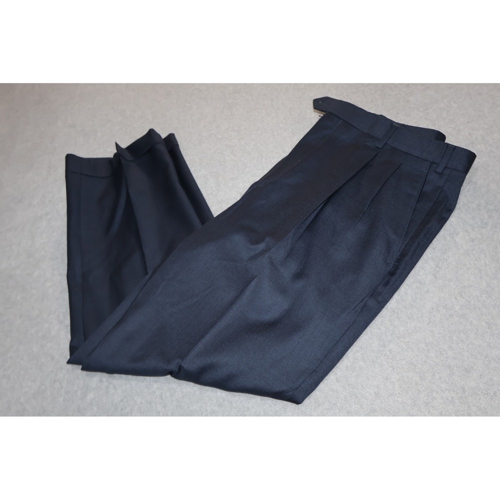 Santorelli Como 1900 Luxury Serge Dress Pants Mens 38x30 Blue Pleated Wool Italy